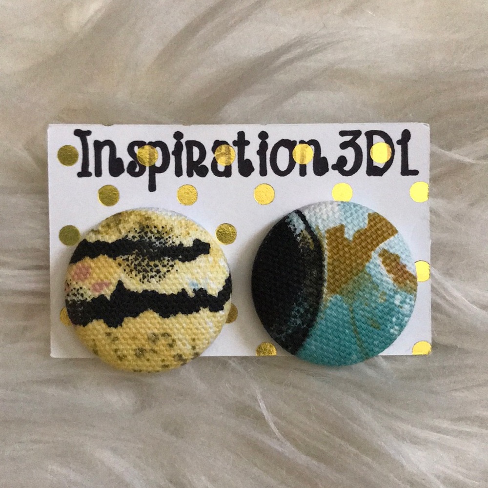 Paint Smudge Handmade Button Earrings